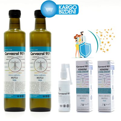 Carvacrol 95 Karvakrol Seti (2 adet x 500ml Cam Şişe + 2 ad x 60ml Ağız Spreyi)